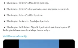 MSB, İzmir, Aydın ve Bolu’daki orman yangınlarına 15 helikopterle destek veriyor